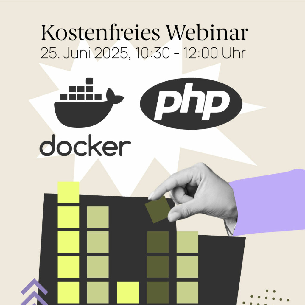 Best Practices für PHP in Docker, Kostenloses Webinar Poster