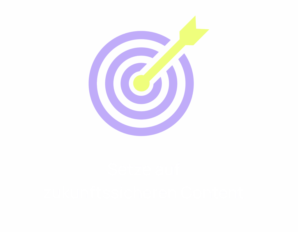 Zielscheibe die von einem Pfeil genau in der Mitte getroffen wird stellt zukunftssicheren Content da.